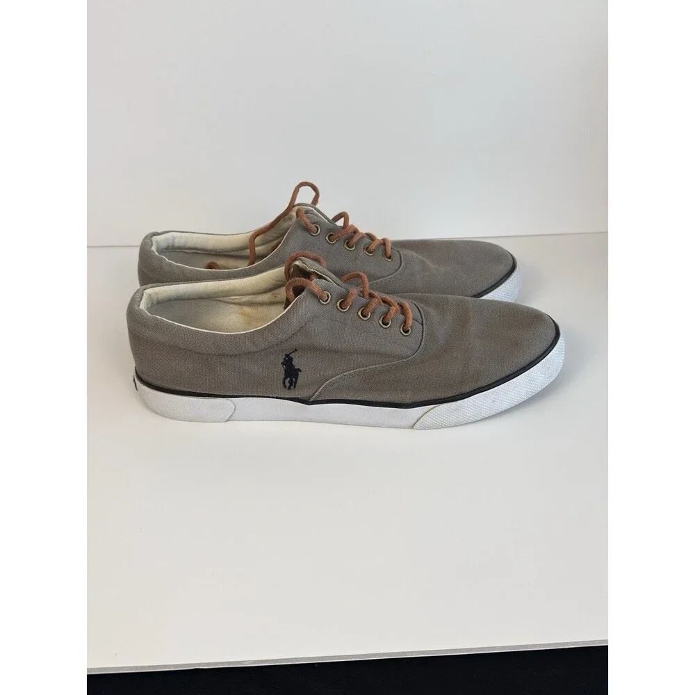 Polo Ralph Lauren Mens ForestMont 2 Low Top Canvas Trainers Soft Grey Size 13 D